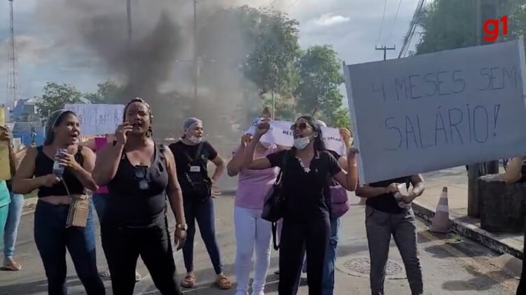 Funcionários de clínica privada fazem protesto contra atraso nos salários e bloqueiam avenida em São Luís
