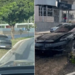 Vídeo mostra Porsche abandonado após bater em canteiro de avenida em Cuiabá