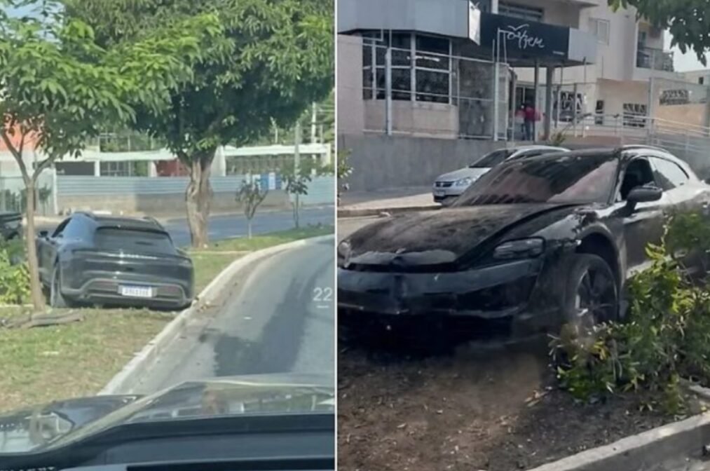 Porsche preto é abandonado após batida em avenida de Cuiabá